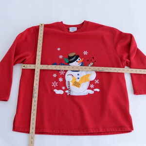 Vintage Westbound II Red Embroidered Snowman Bird Crekneck Sweater 1X